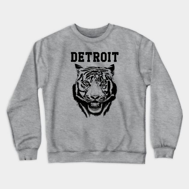 Tiger from Detroit design Crewneck Sweatshirt by bens black line art
